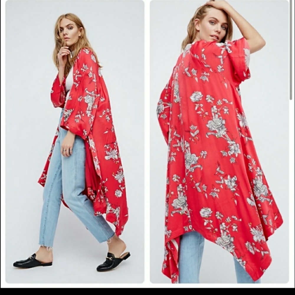 Free People Kimono - beautiful red floral